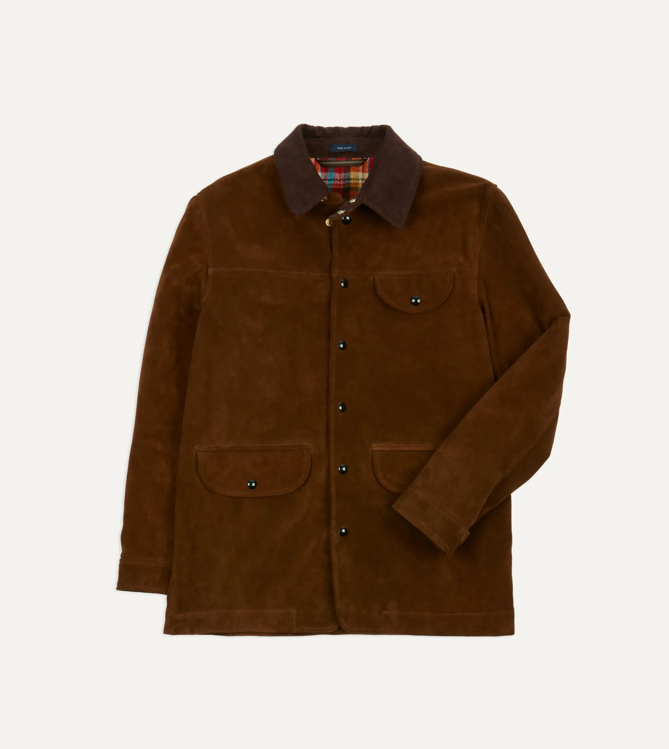 Drake’s Brown Suede Car Coat With Blanket Lining