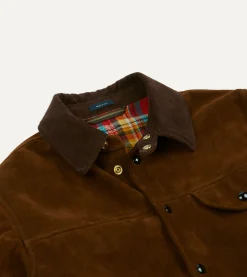 Drake’s Brown Suede Car Coat With Blanket Lining