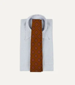 Drake’s Brown Tile Print 36oz Madder Silk Self Tipped Tie