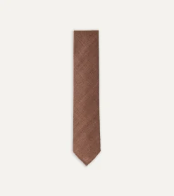 Drake’s Brown Tussah Hand Rolled Silk Tie