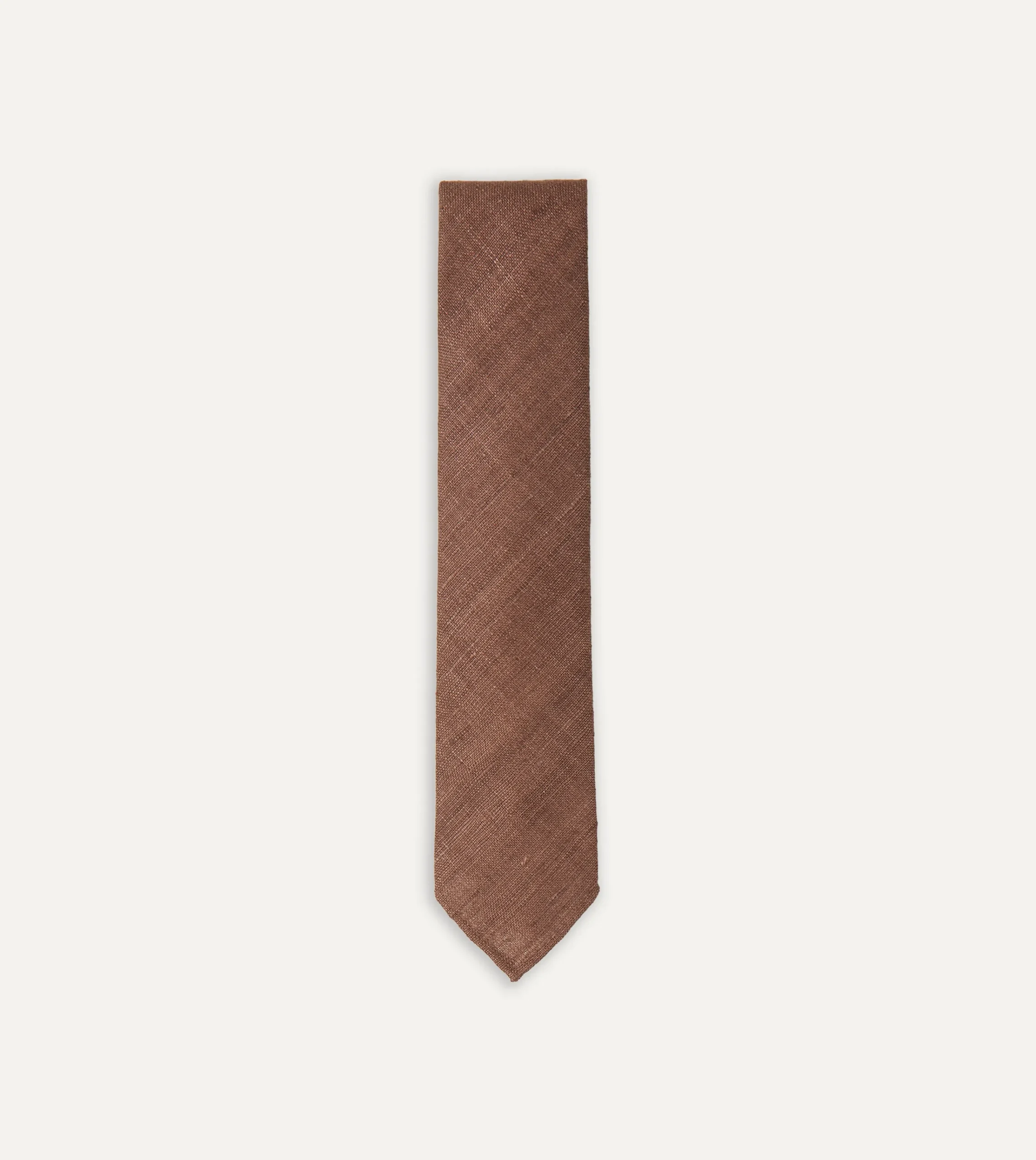 Drake’s Brown Tussah Hand Rolled Silk Tie
