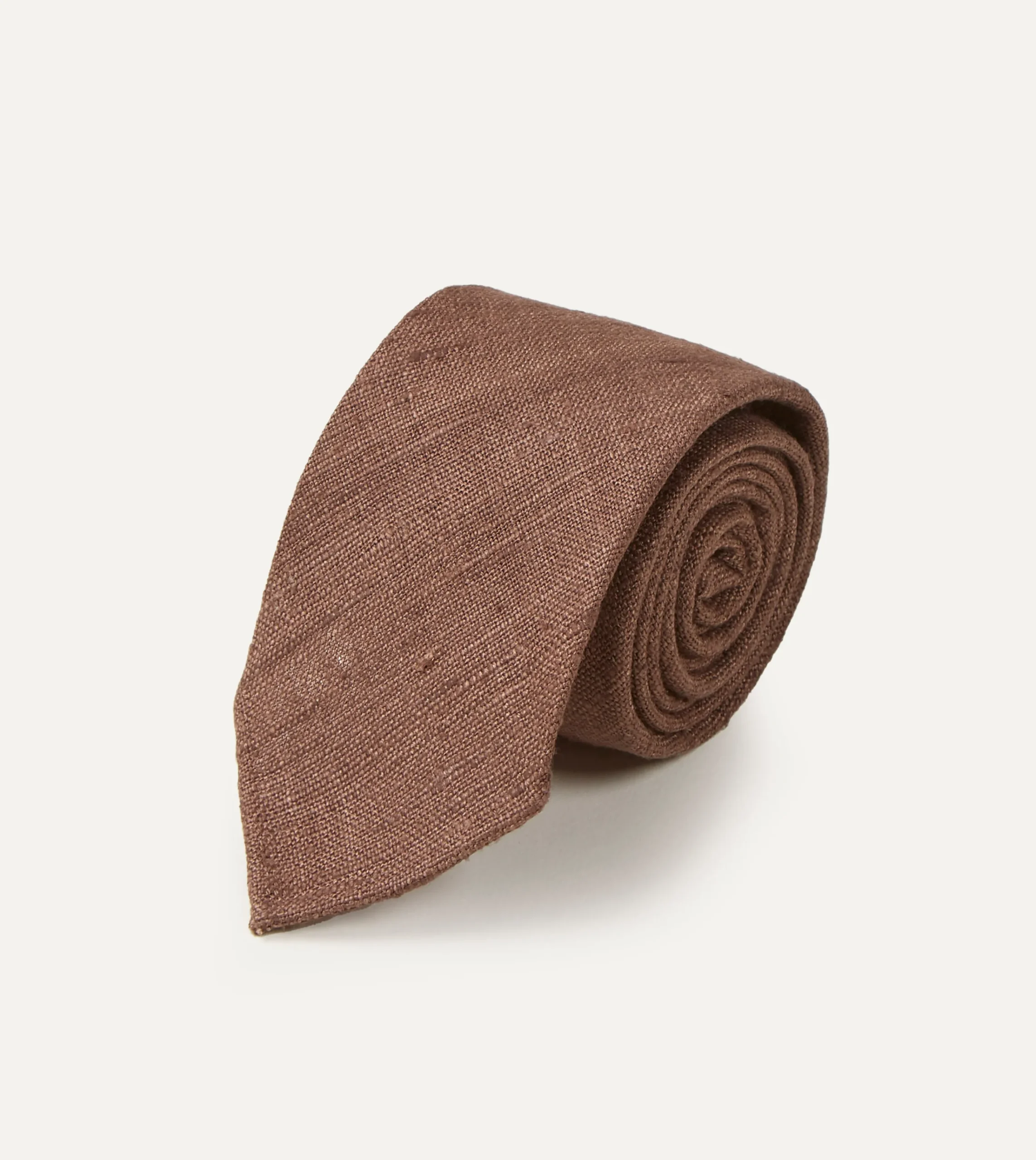 Drake’s Brown Tussah Hand Rolled Silk Tie