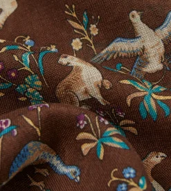 Drake’s Brown Unicorn Print Wool-Silk Scarf