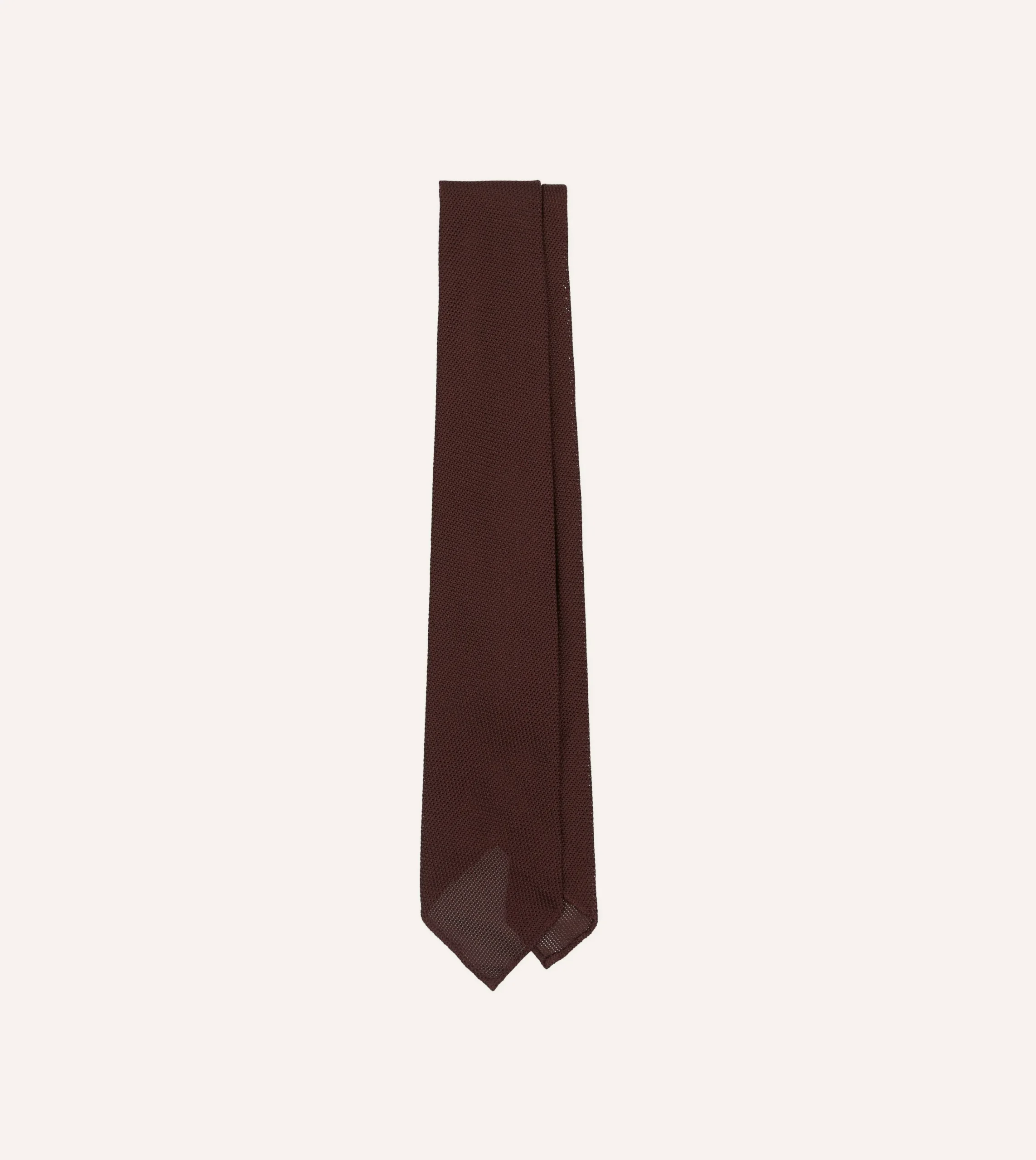 Drake’s Burgundy Fine Woven Grenadine Silk Hand Rolled Tie