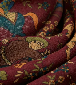 Drake’s Burgundy Mughal Print Wool-Silk Square Scarf