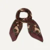Drake’s Burgundy Unicorn Print Wool-Silk Square Scarf