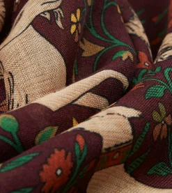 Drake’s Burgundy Unicorn Print Wool-Silk Square Scarf
