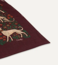 Drake’s Burgundy Unicorn Print Wool-Silk Square Scarf
