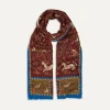 Drake’s Burgundy Unicorn Print Wool-Silk Scarf