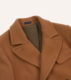 Drake’s Camel Double-Breasted Cashmere-Wool Overcoat