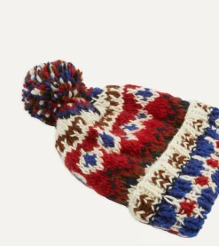 Drake’s Chamula For Drake's Ecru Fairisle Merino Knit Cap