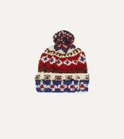 Drake’s Chamula For Drake's Ecru Fairisle Merino Knit Cap