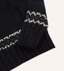 Drake’s Chamula For Drake's Navy And Red Fairisle Merino Jumper