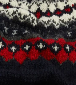 Drake’s Chamula For Drake's Navy And Red Fairisle Merino Jumper