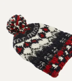 Drake’s Chamula For Drake's Navy Fairisle Merino Knit Cap