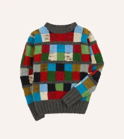 Drake’s Chamula For Drake's Patchwork Merino Jumper