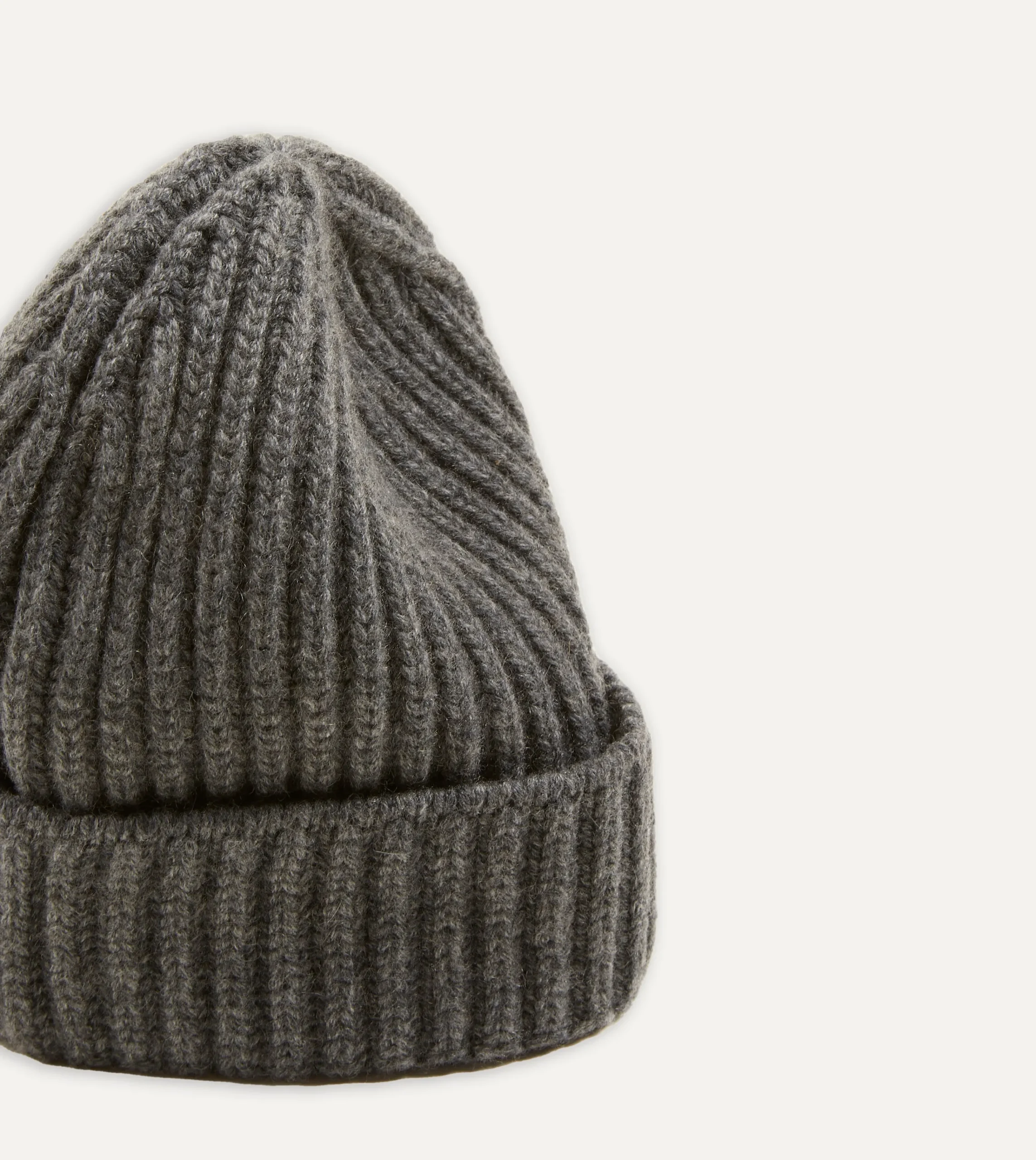 Drake’s Charcoal Cashmere Ribbed Knit Cap