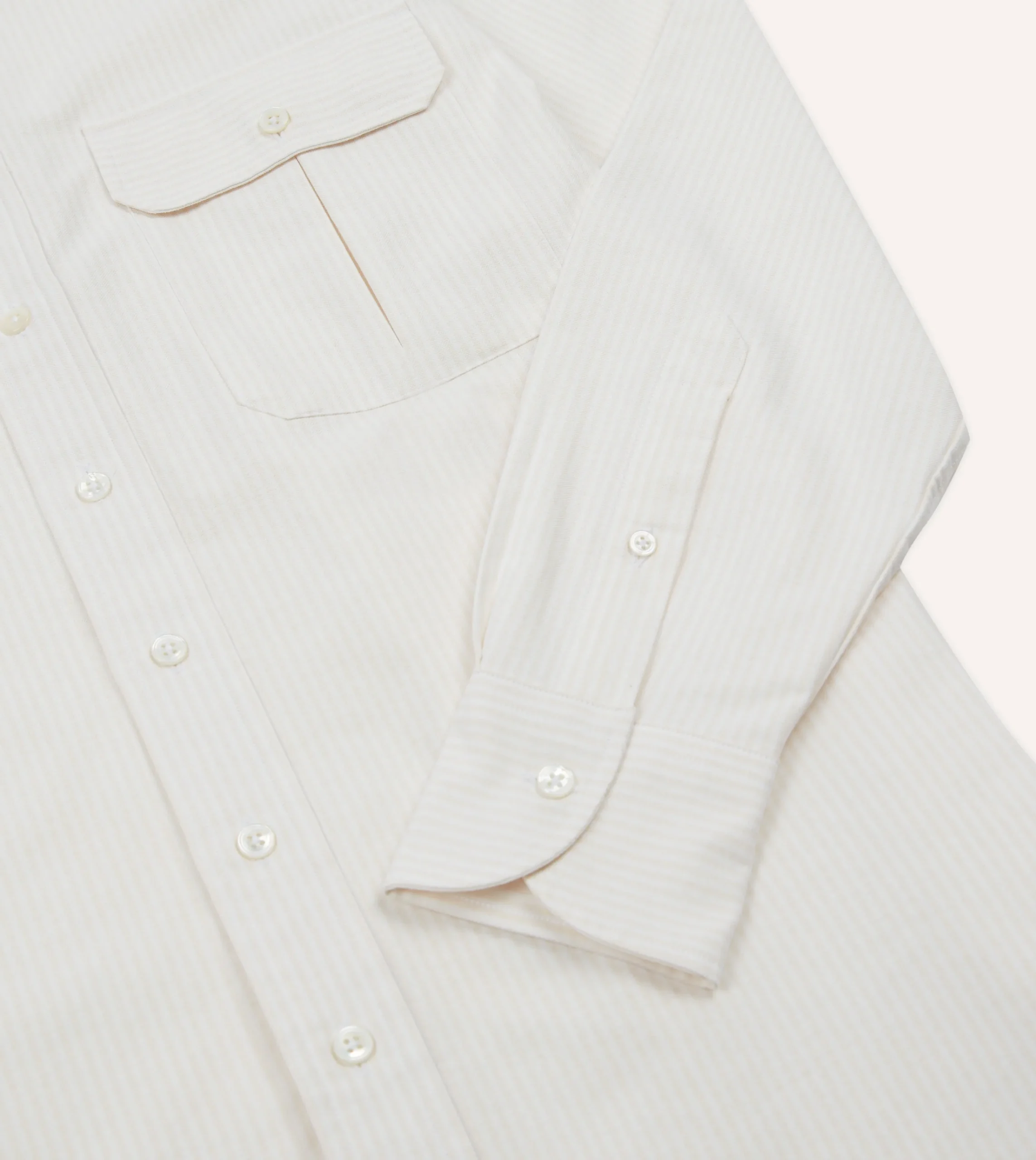 Drake’s Ticking Stripe Cotton Oxford Cloth Pocket Button-Down Shirt