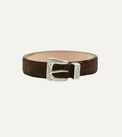 Drake’s Dark Brown Suede Western Belt
