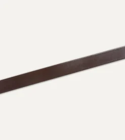 Drake’s Dark Brown Unlined Bridle Leather Belt With Brass Buckle