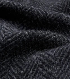 Drake’s Dark Grey Herringbone Wool Raglan Coat