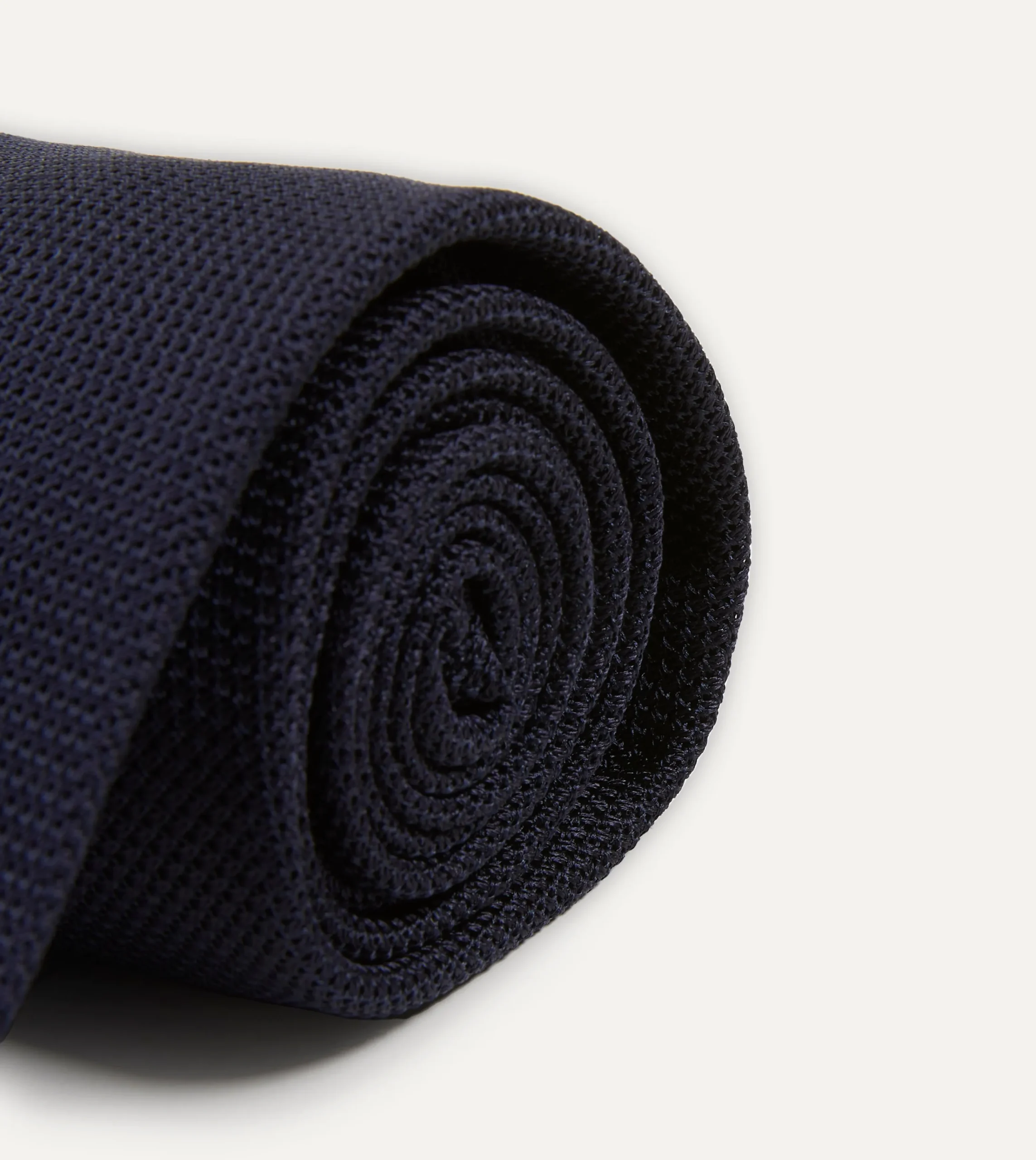 Drake’s Dark Navy Fine Woven Grenadine Silk Hand Rolled Tie