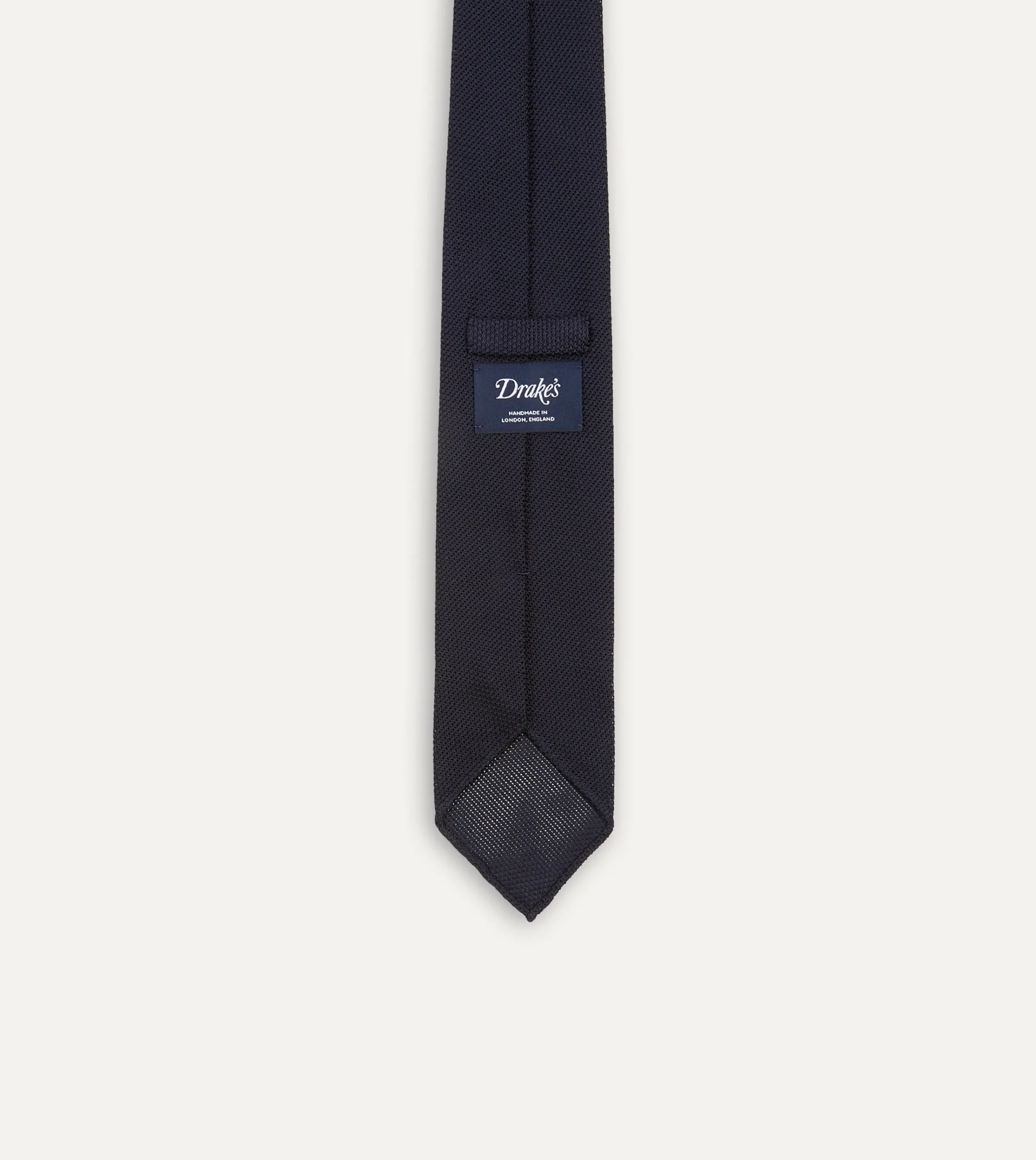 Drake’s Dark Navy Fine Woven Grenadine Silk Hand Rolled Tie