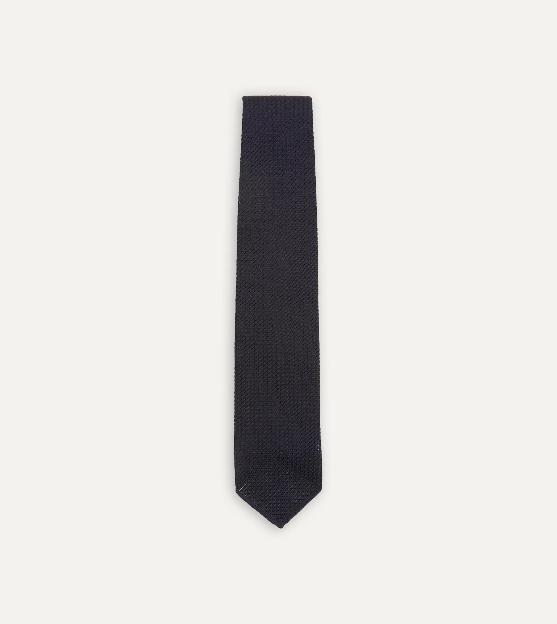 Drake’s Dark Navy Hand Rolled Large Knot Grenadine Tie