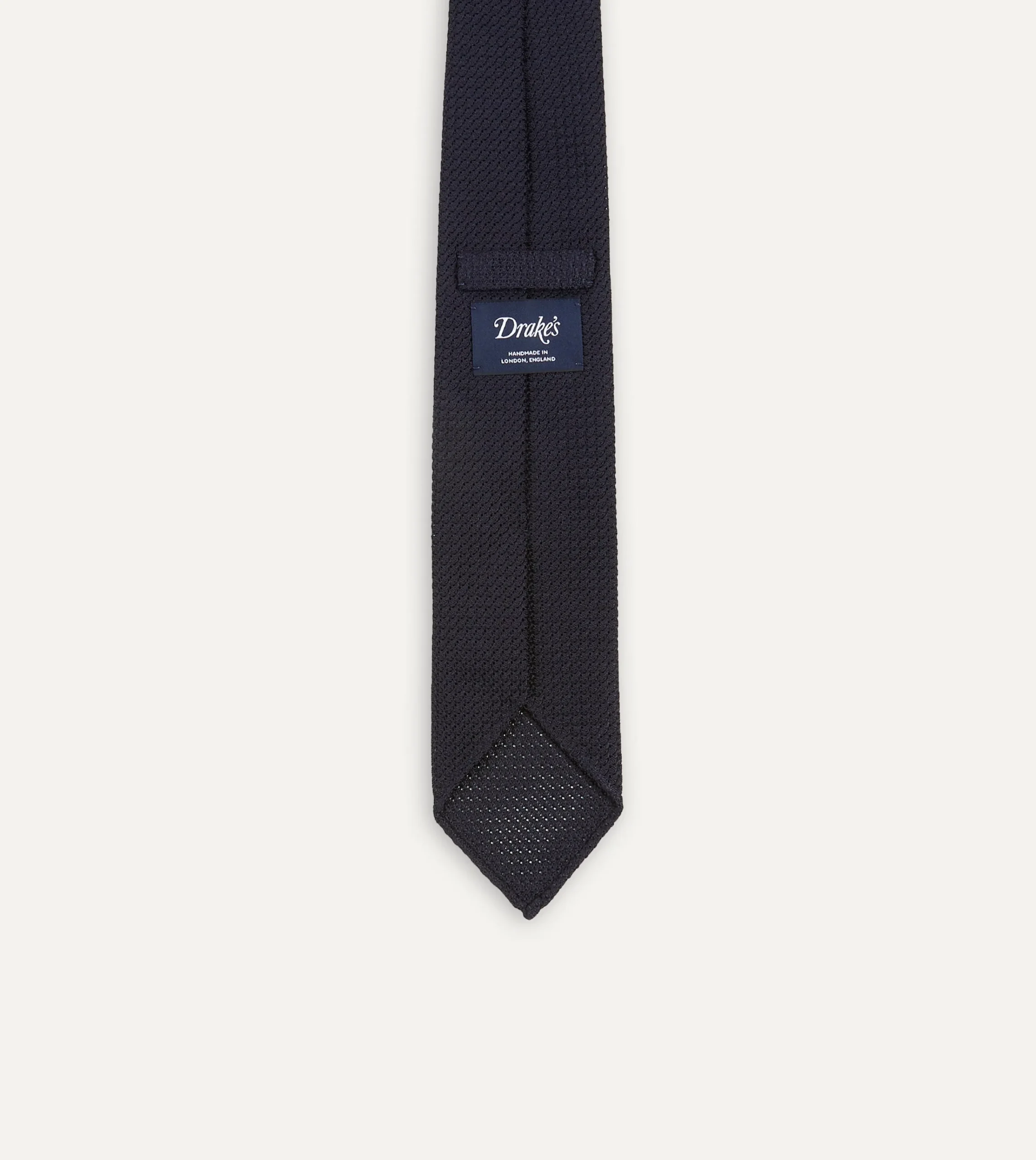Drake’s Dark Navy Hand Rolled Large Knot Grenadine Tie