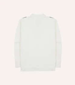 Drake’s Ecru And Green Chevron Cotton Rugby Shirt