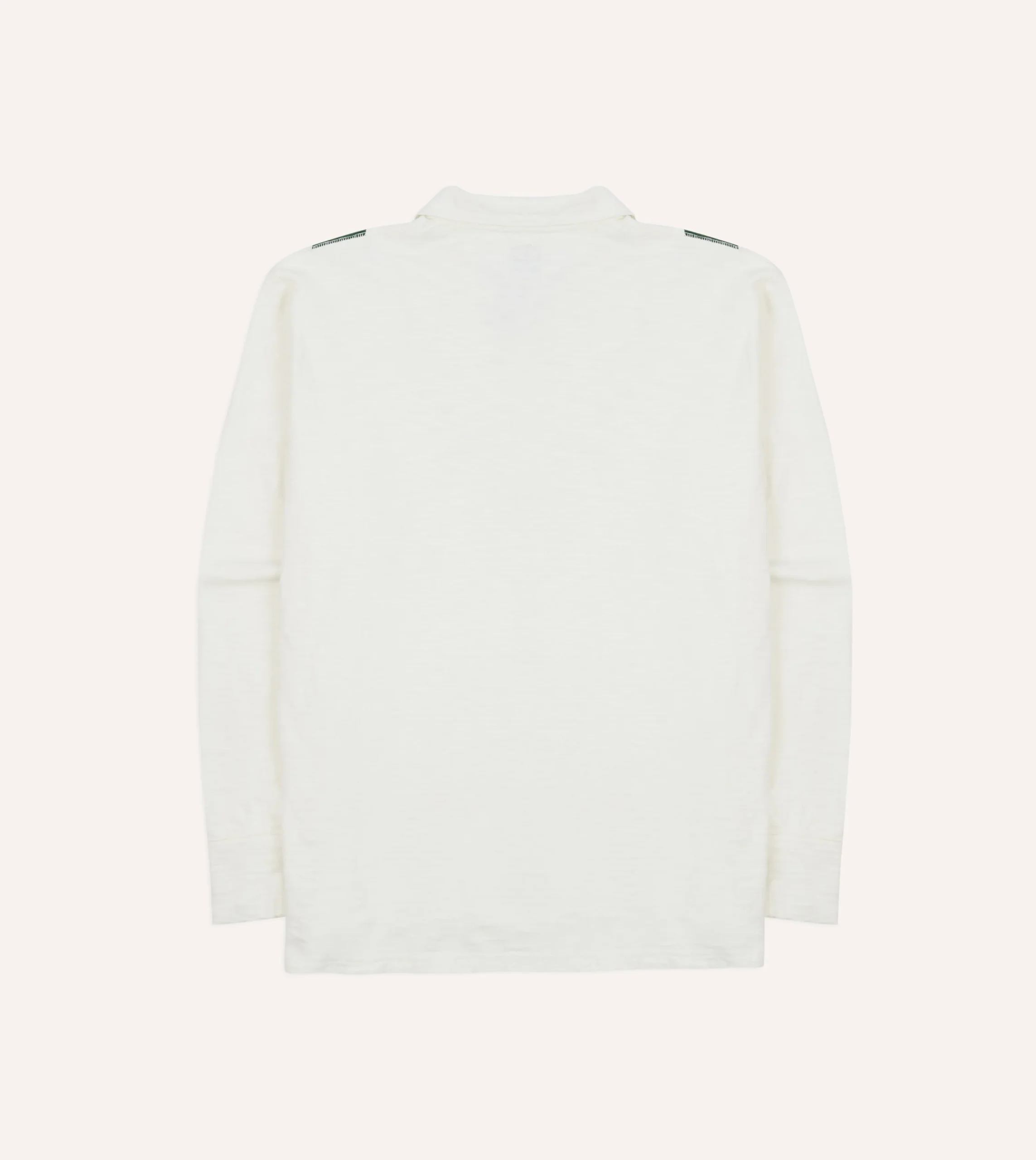 Drake’s Ecru And Green Chevron Cotton Rugby Shirt