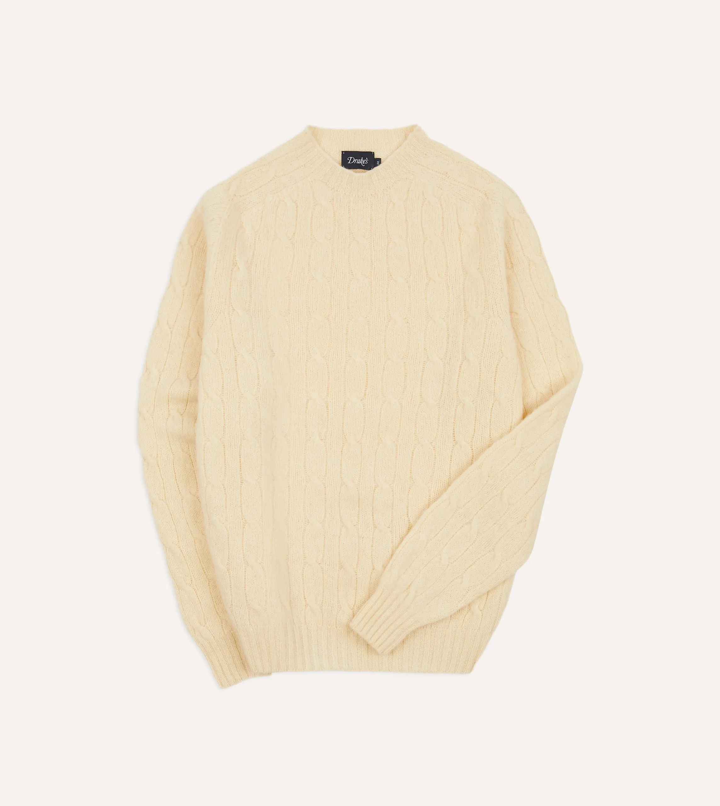 Drake’s Brushed Shetland Cable Knit Crew Neck Jumper