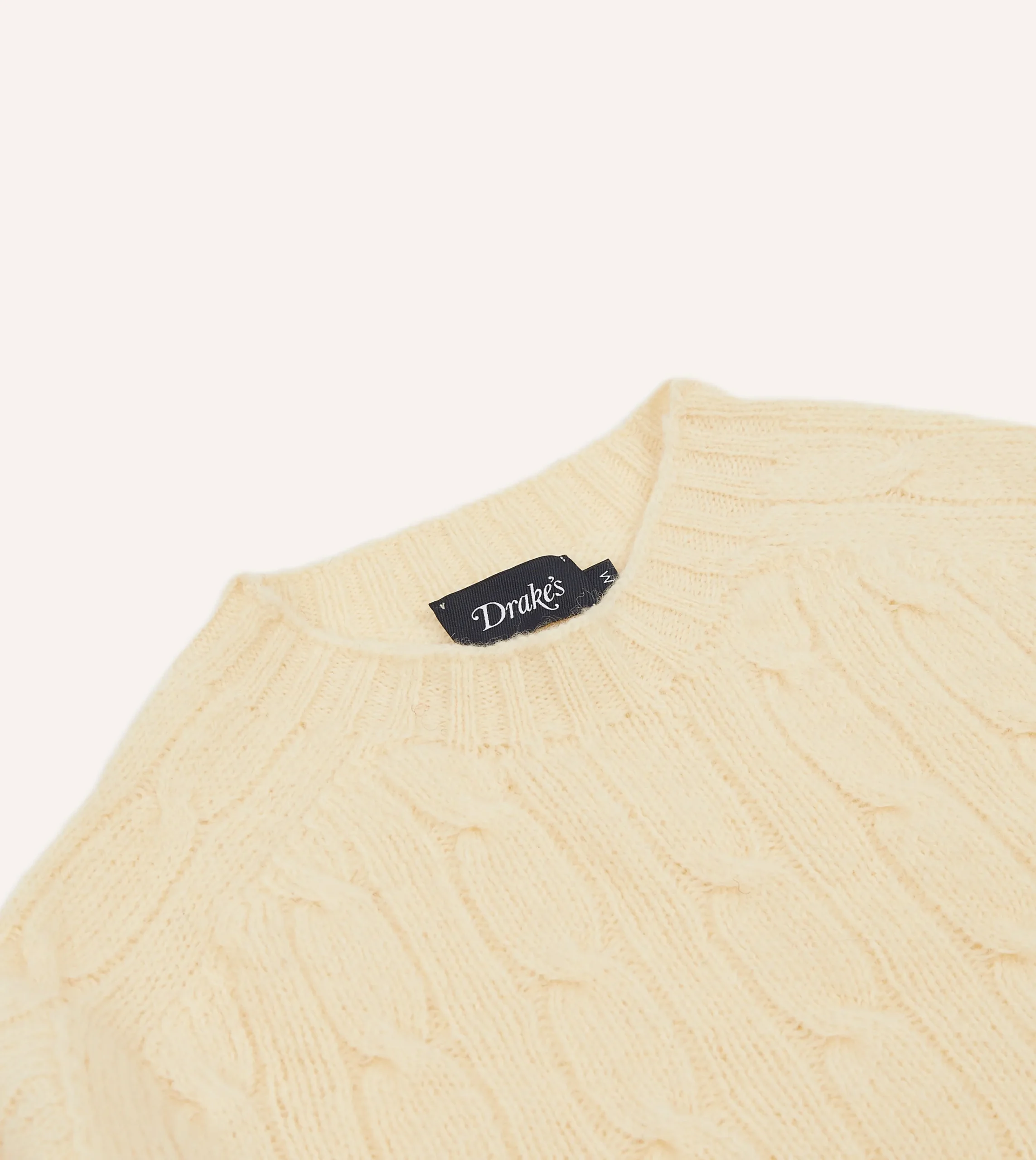 Drake’s Brushed Shetland Cable Knit Crew Neck Jumper