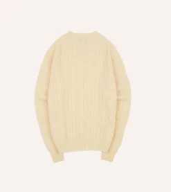Drake’s Brushed Shetland Cable Knit Crew Neck Jumper