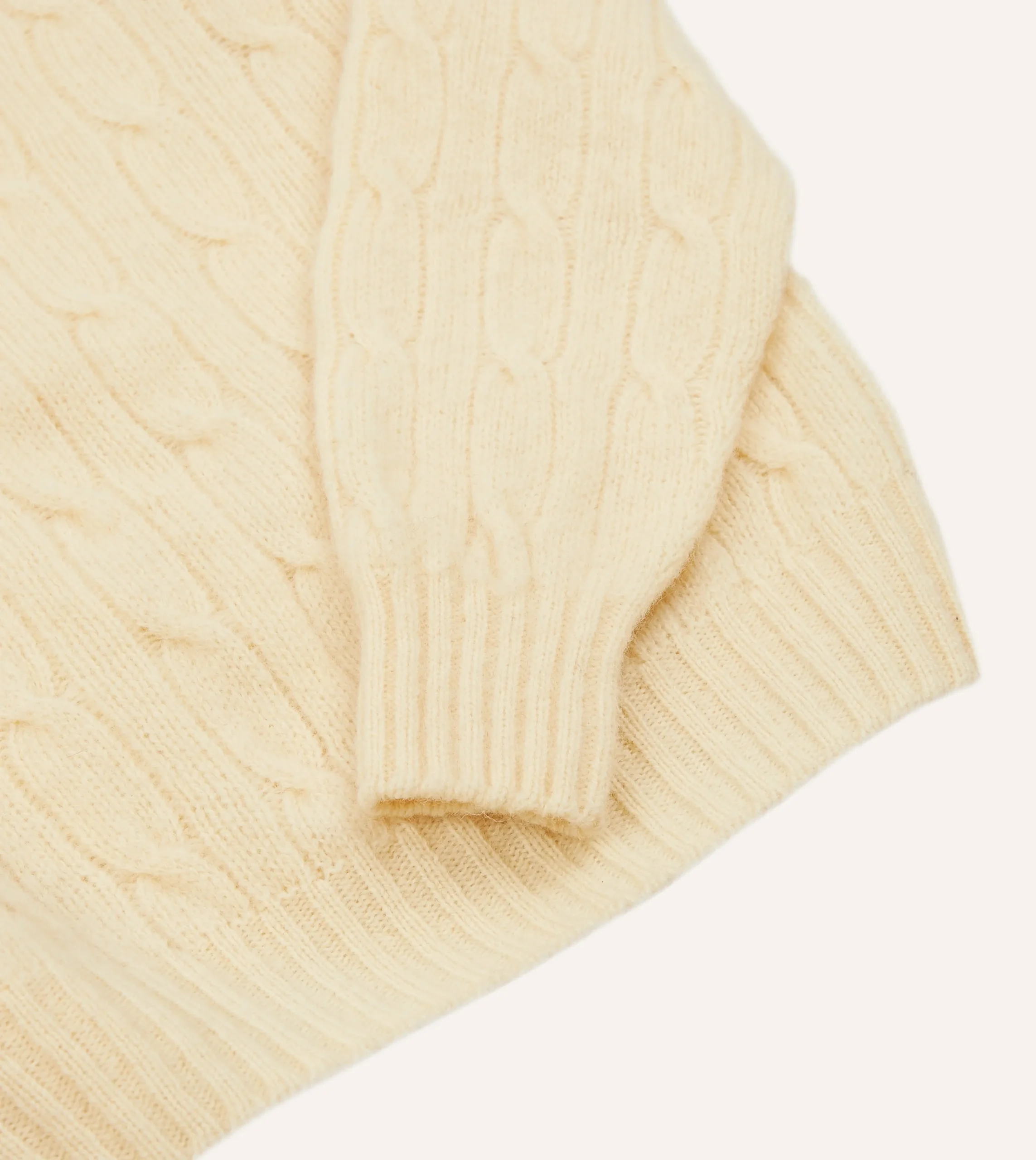 Drake’s Brushed Shetland Cable Knit Crew Neck Jumper