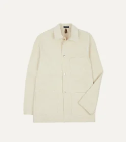Drake’s Ecru Cotton Duck Canvas Five-Pocket Chore Jacket