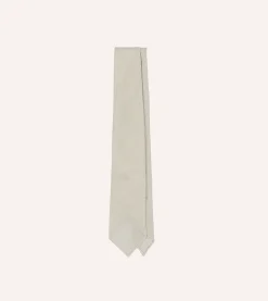 Drake’s Ecru Fine Woven Grenadine Silk Hand Rolled Tie