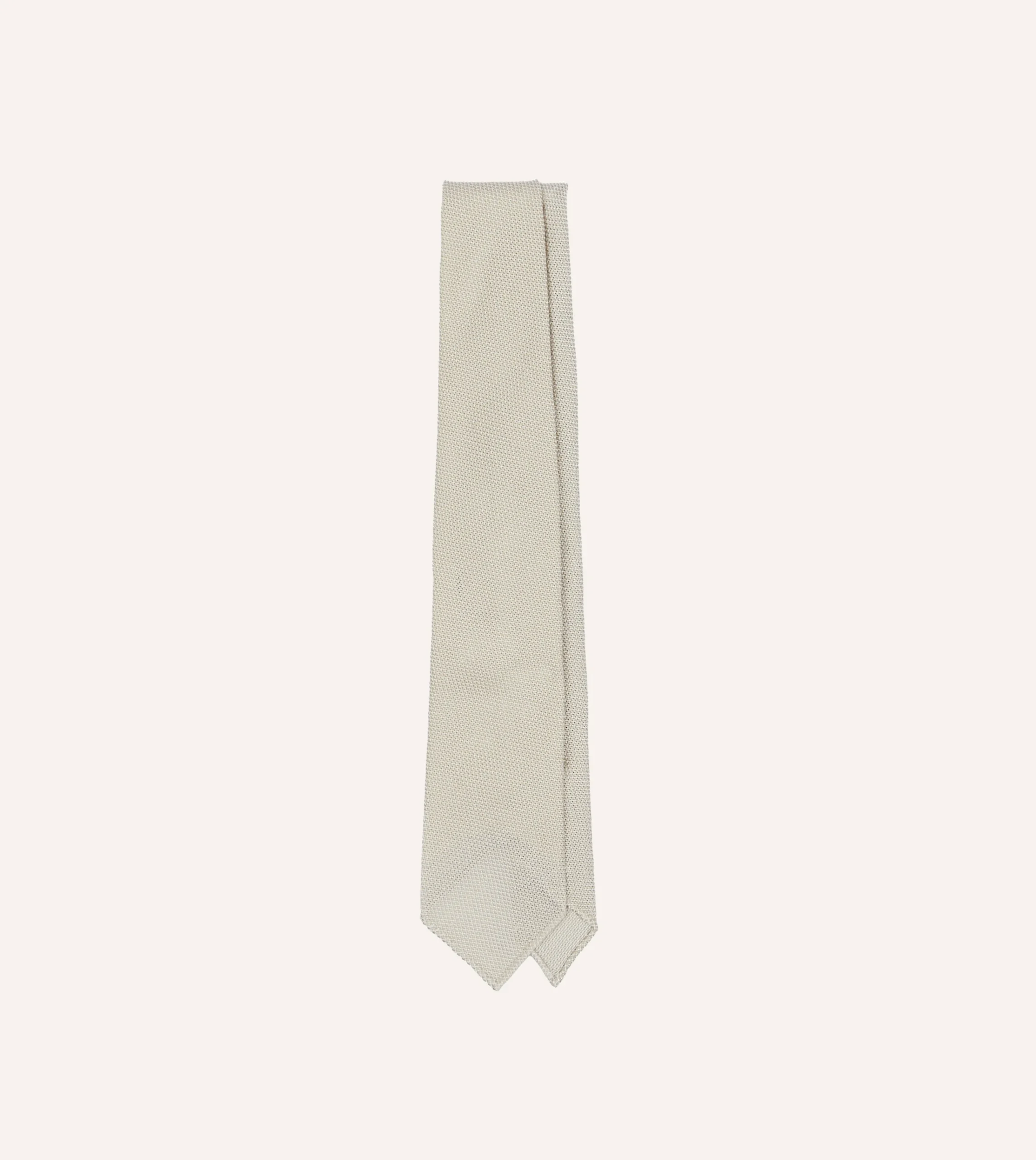 Drake’s Ecru Fine Woven Grenadine Silk Hand Rolled Tie