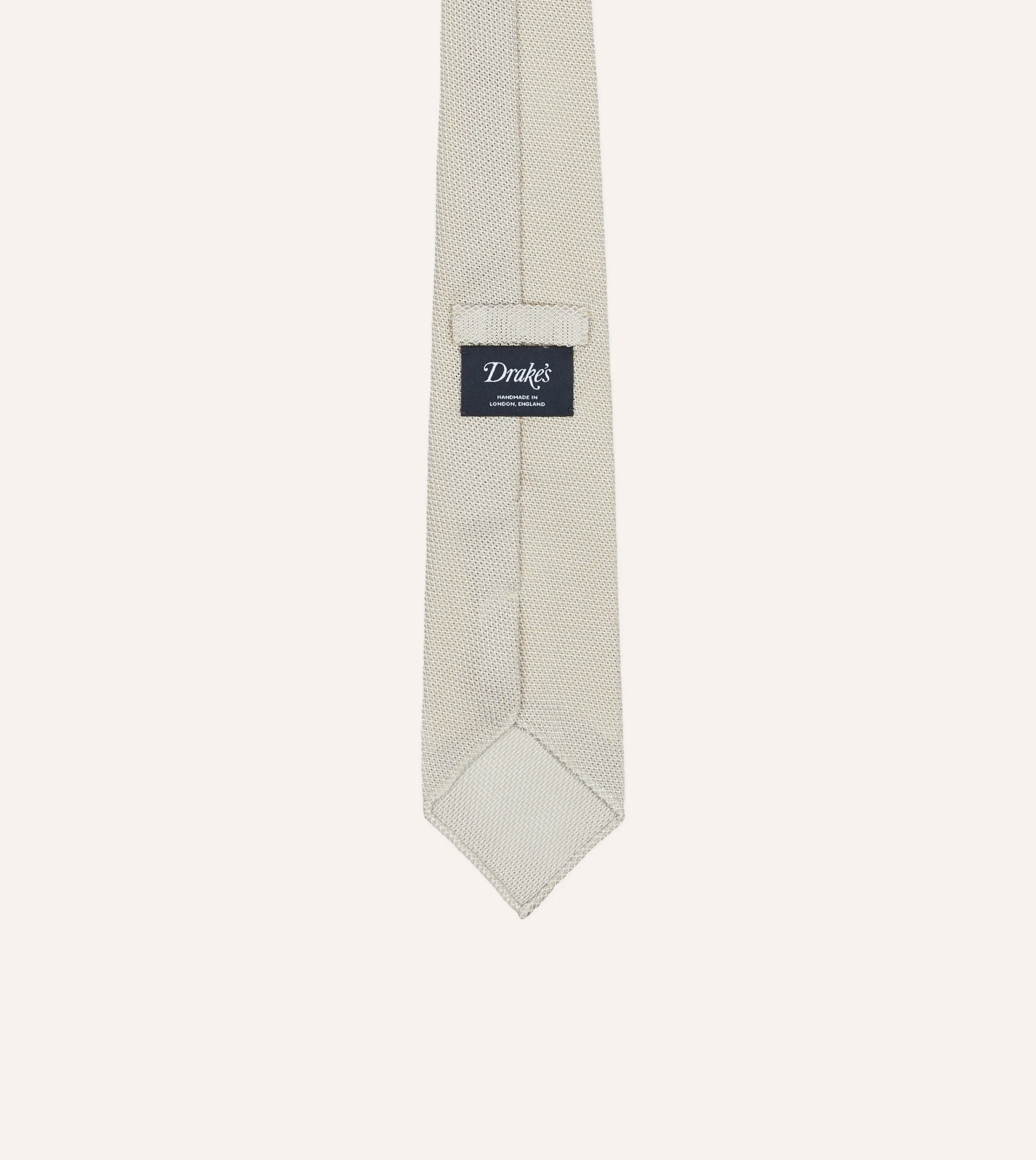 Drake’s Ecru Fine Woven Grenadine Silk Hand Rolled Tie