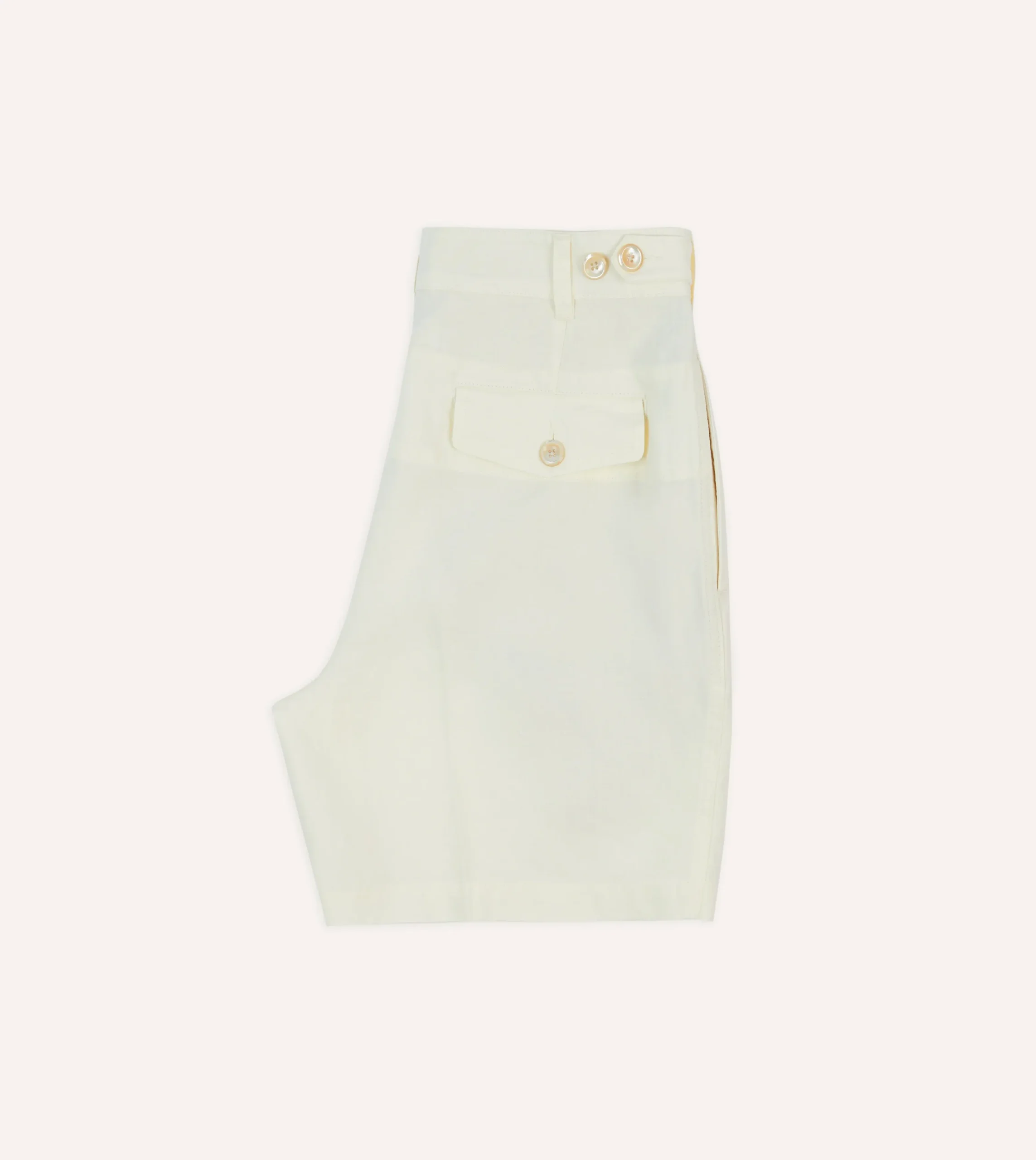 Drake’s Ecru Linen Single-Pleat Shorts
