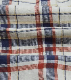 Drake’s , Navy And Red Check Slub Cotton Two-Pocket Work Shirt