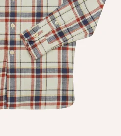 Drake’s , Navy And Red Check Slub Cotton Two-Pocket Work Shirt