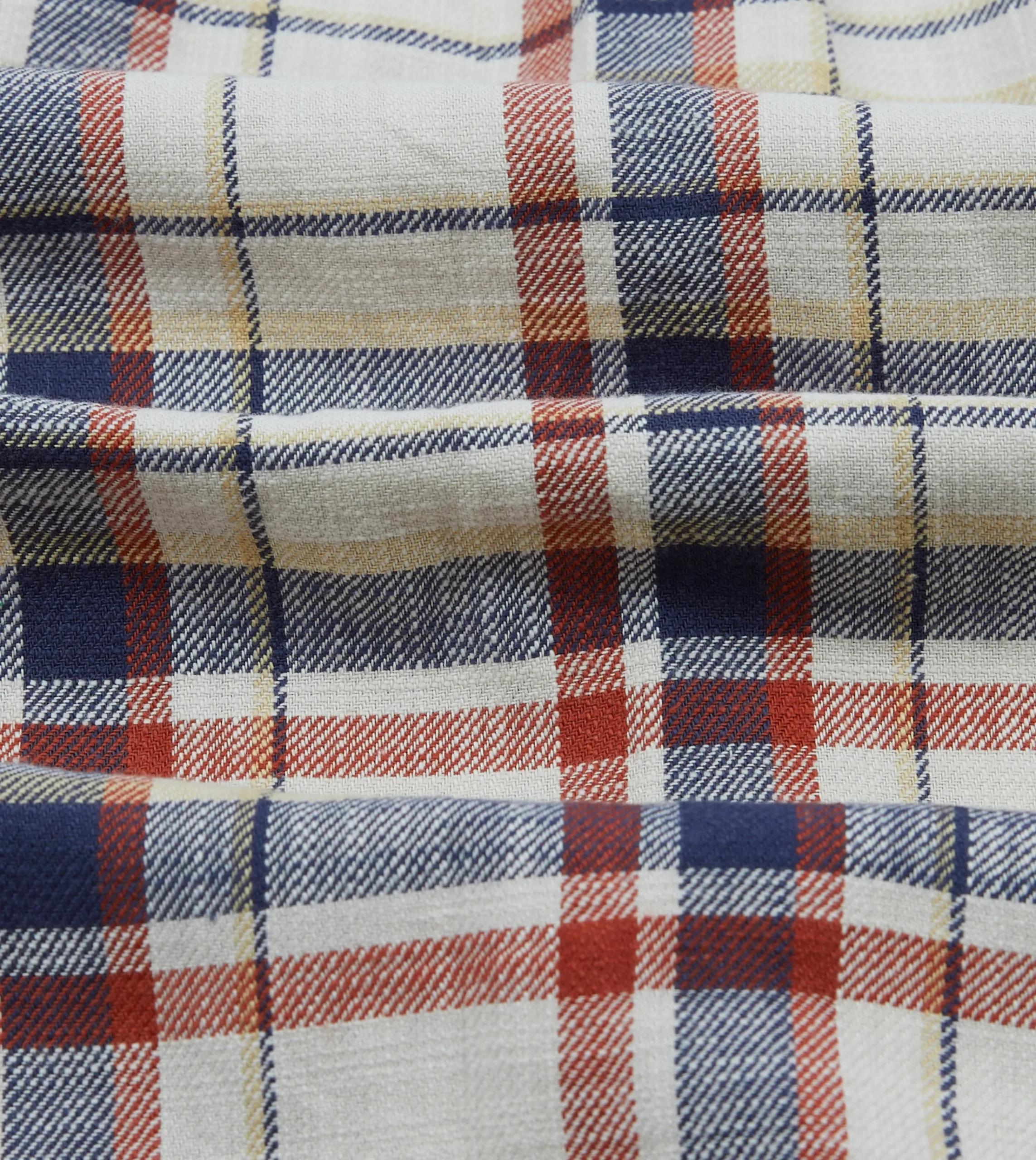 Drake’s , Navy And Red Check Slub Cotton Two-Pocket Work Shirt