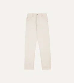 Drake’s Ecru 13.2oz Denim Five-Pocket Jeans