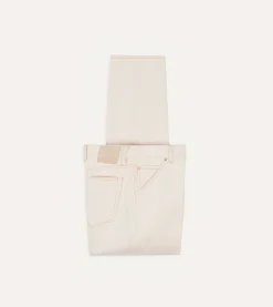 Drake’s Ecru 13.2oz Denim Five-Pocket Jeans