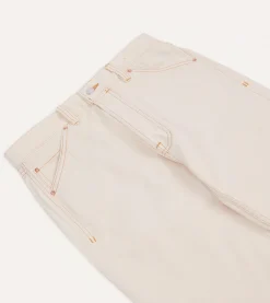 Drake’s Ecru 12.7oz Selvedge Denim Contrast Stitch Five-Pocket Jeans