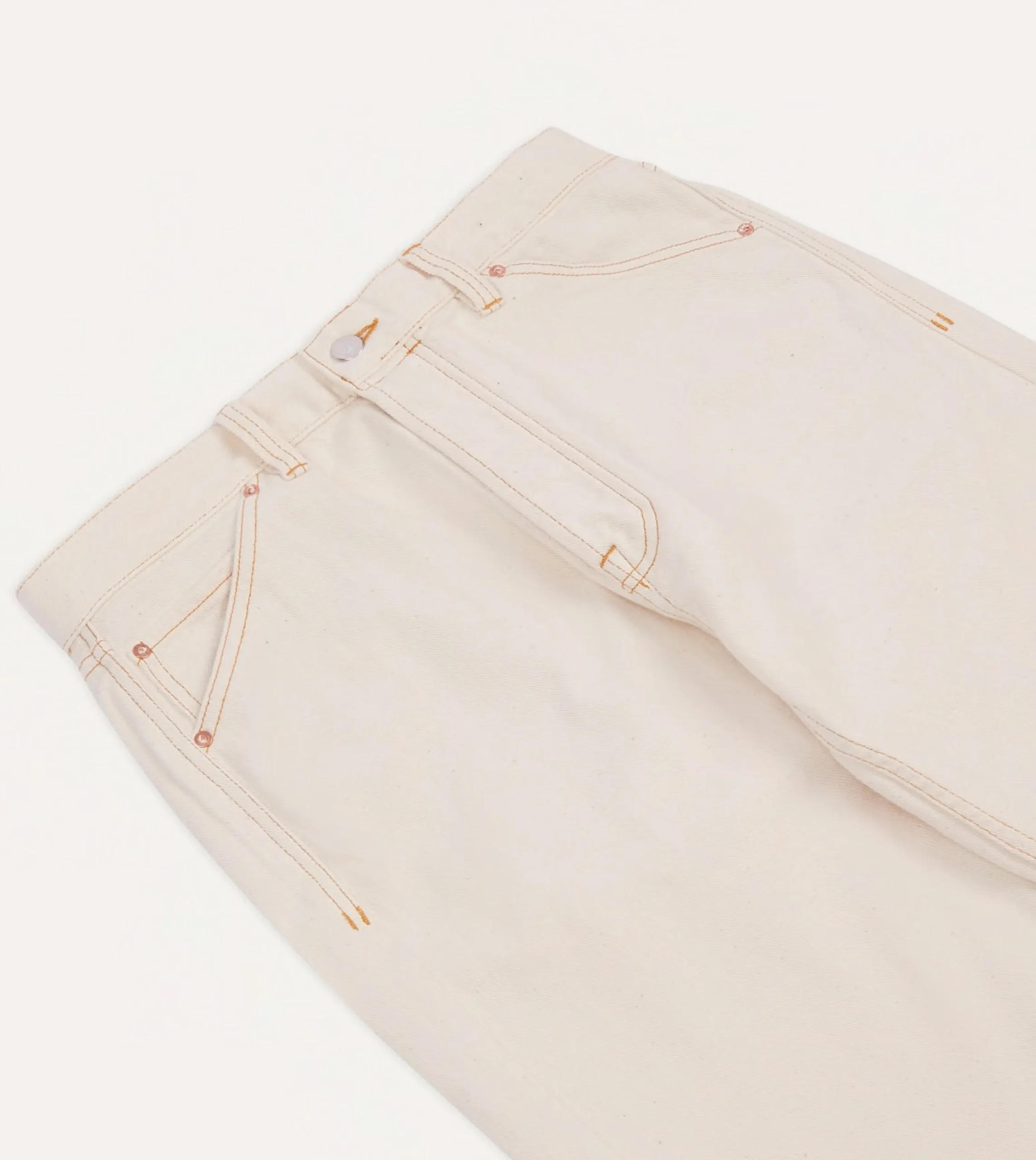 Drake’s Ecru 12.7oz Selvedge Denim Contrast Stitch Five-Pocket Jeans