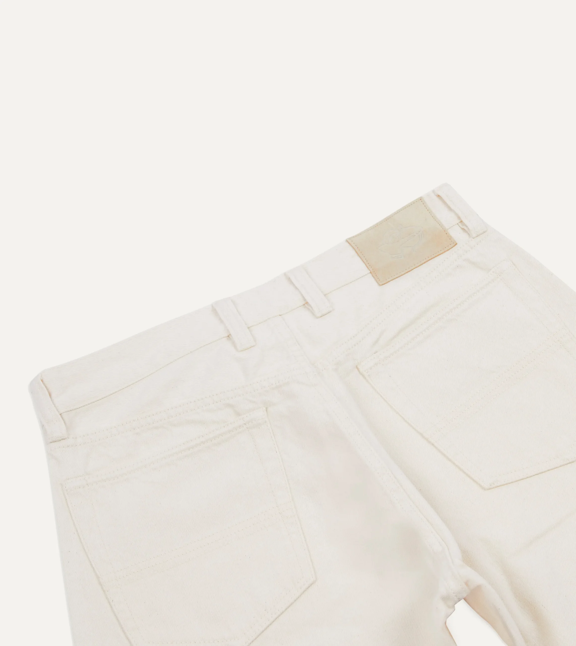 Drake’s Ecru 12.7oz Selvedge Denim Tonal Stitch Five-Pocket Jeans