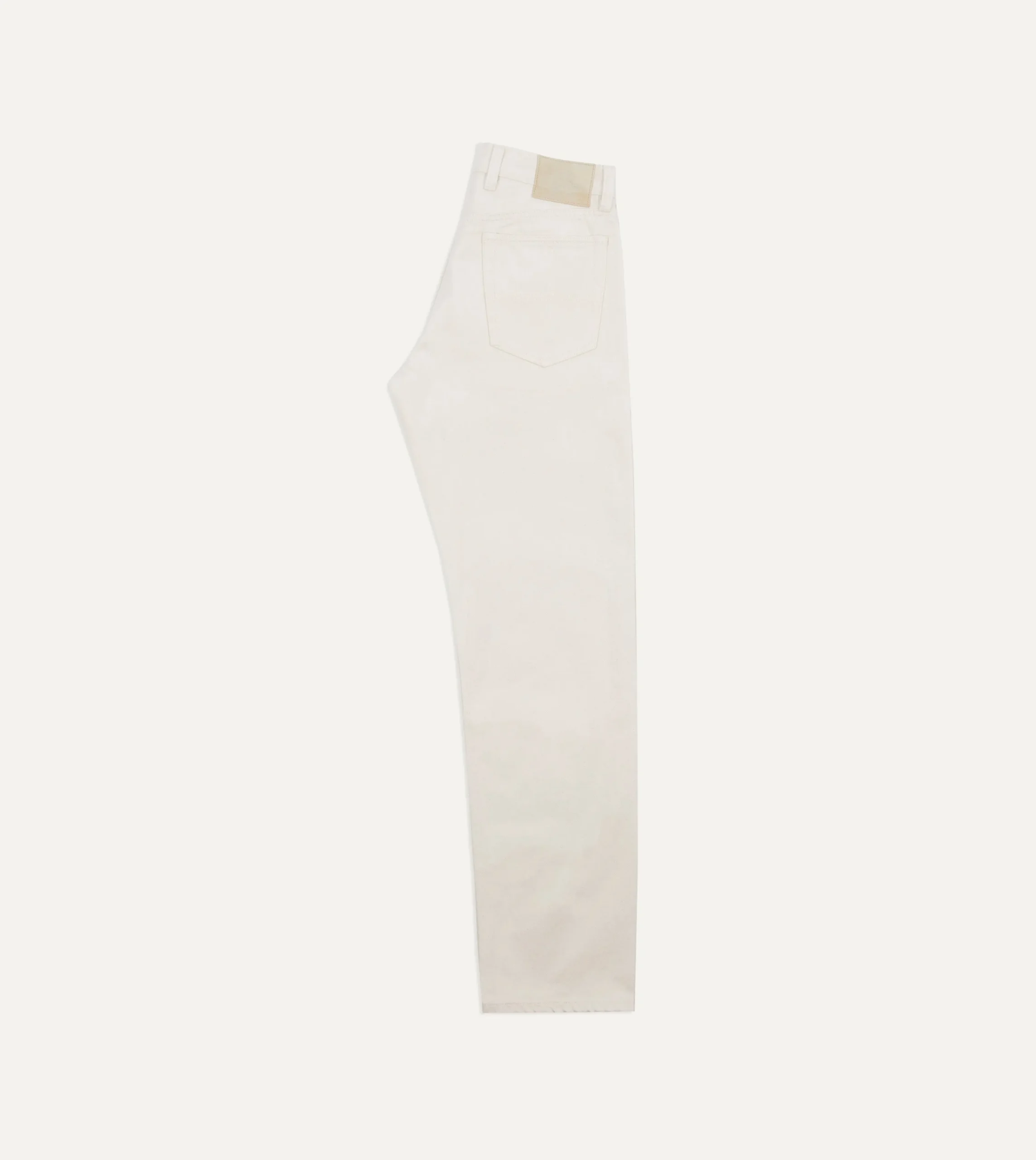Drake’s Ecru 12.7oz Selvedge Denim Tonal Stitch Five-Pocket Jeans