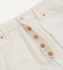 Drake’s Ecru 12.7oz Selvedge Denim Tonal Stitch Five-Pocket Jeans